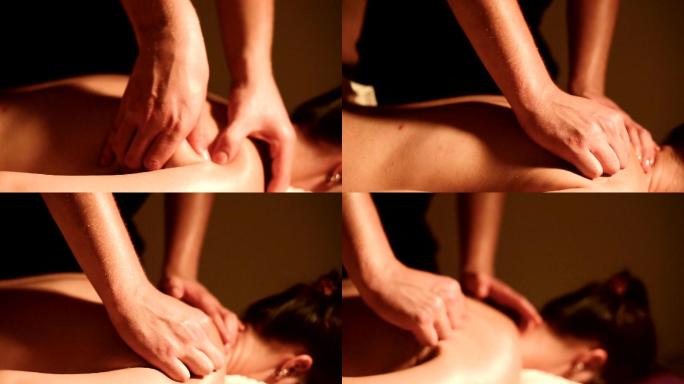 一个年轻的女孩正在做按摩
