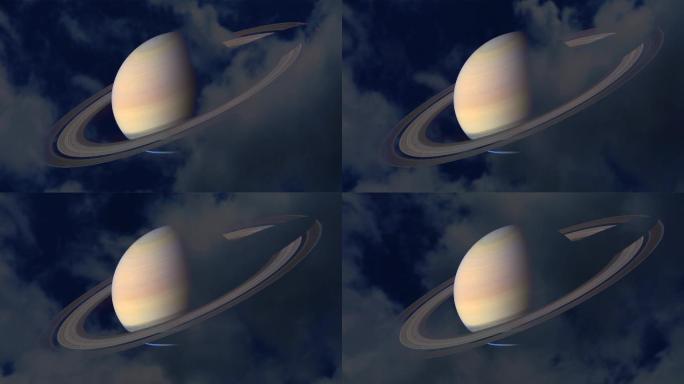 土星缓慢移动模拟动画3d外太空