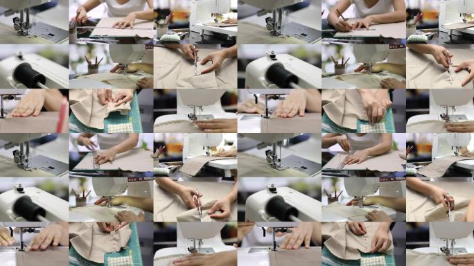 在缝纫机上工作服装设计缝纫机工作衣服制作