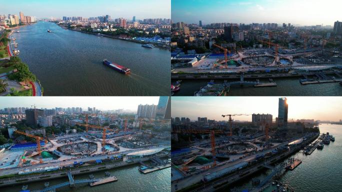 广州芳村码头及航运航拍