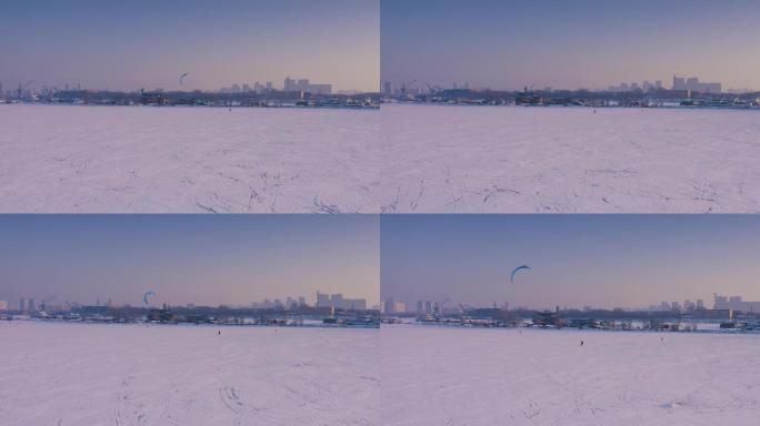滑翔伞飞越冰雪中哈尔滨职工水上运动中心5