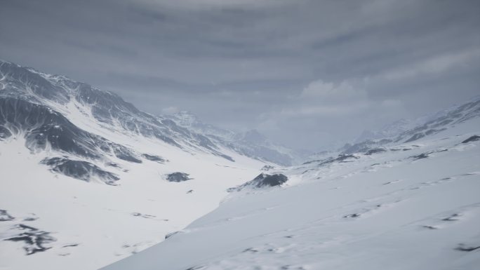 虚幻引擎雪山下雪大雪封山