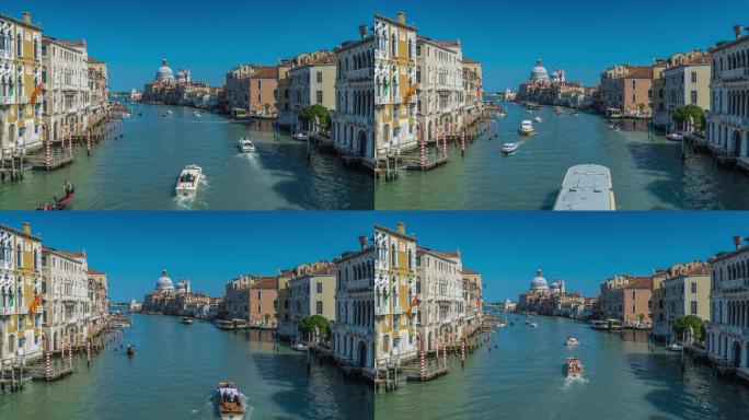 河流鸟瞰图延时视频水城威尼斯河道水道