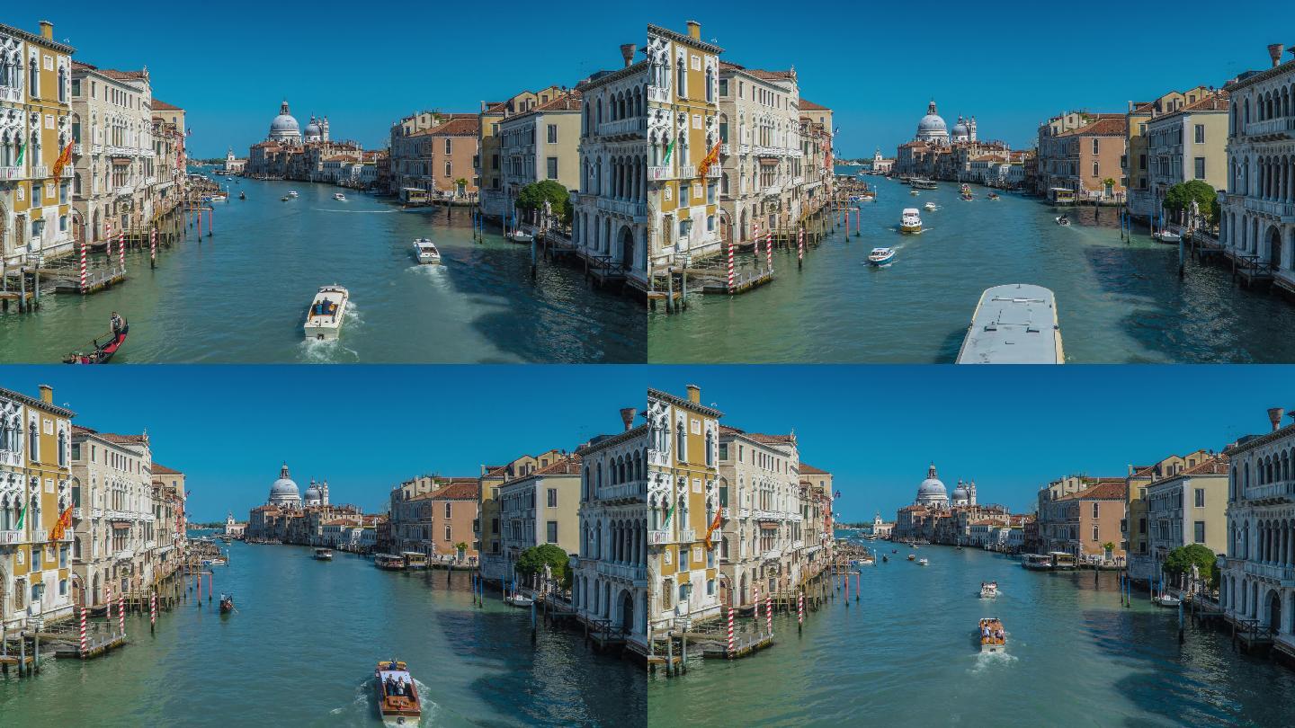 河流鸟瞰图延时视频水城威尼斯河道水道