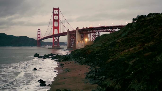 旧金山金门大桥航拍美国