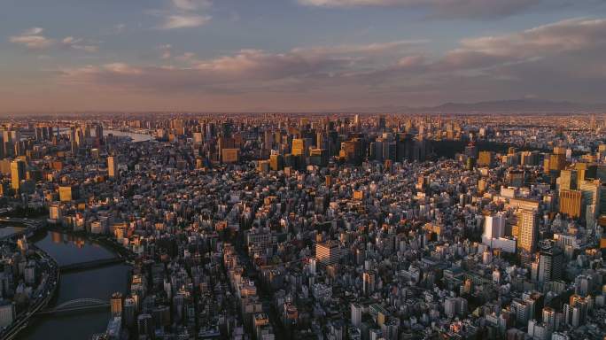 东京市中心城市建筑快速发展航拍延时国外地