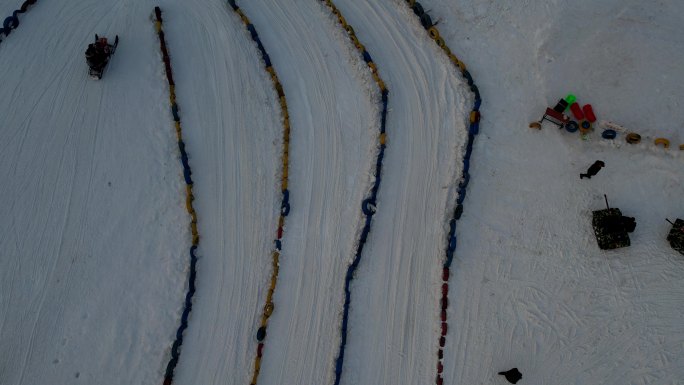 航拍太原滑雪场日落