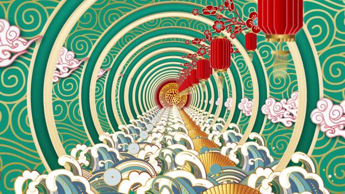 国潮喜庆穿梭背景