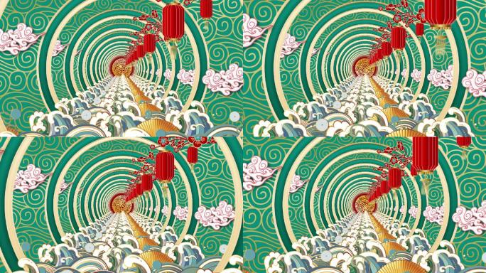 国潮喜庆穿梭背景