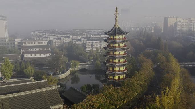 如皋定慧寺观音塔4k航拍素材