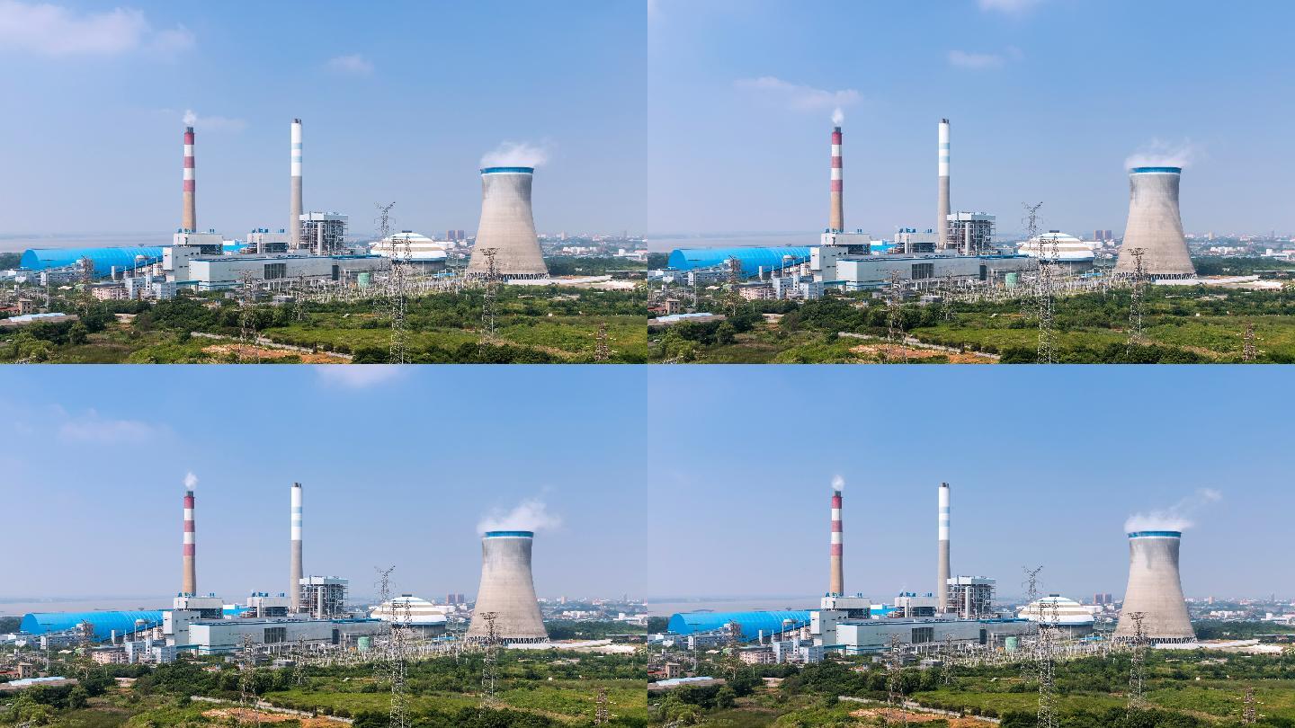 长江江畔的火电厂延时视频