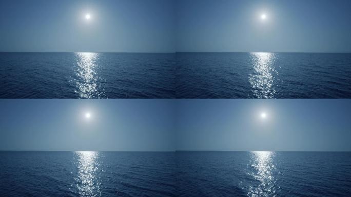 波光粼粼的海平面明月海面平静的大海思念故