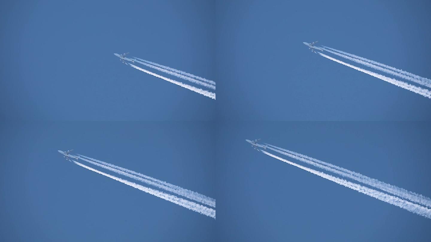 飞机拉线：喷气机的废气高空凝结而成云彩3