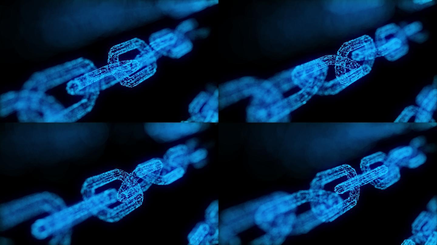 蓝色粒子数字锁链动画
