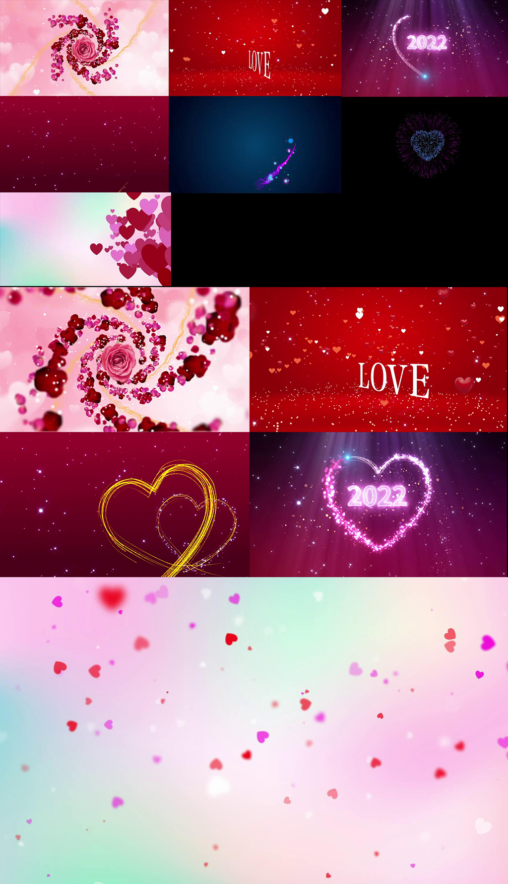 7组情人节爱情粒子心形背景视频效果