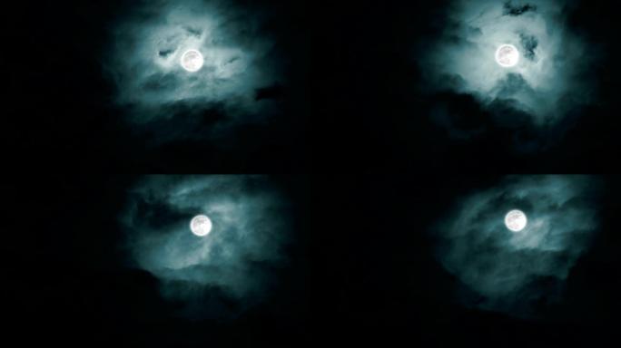 满月的延时拍摄凌晨深夜夜空夜色