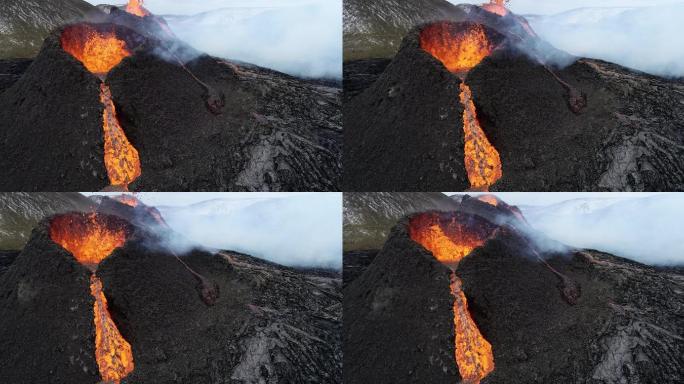 火山喷发熔岩鸟瞰图