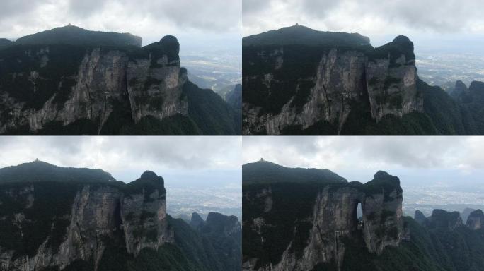 航拍湖南张家界天门山5A景区天门洞