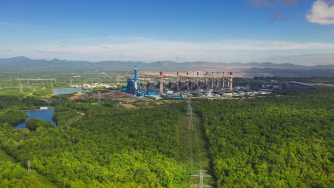 发电厂的鸟瞰图企业节能减排绿色保低碳重工