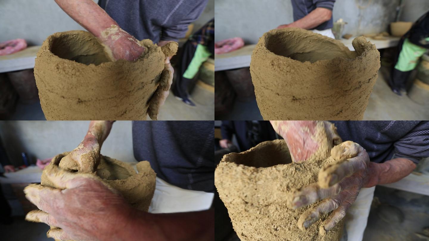 传统老手艺制作酒坛米坛陶瓷陶器