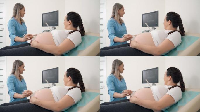 医生为孕妇做超声诊断