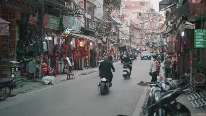 河内老城区街景人文夜景人流量延时街道旅游