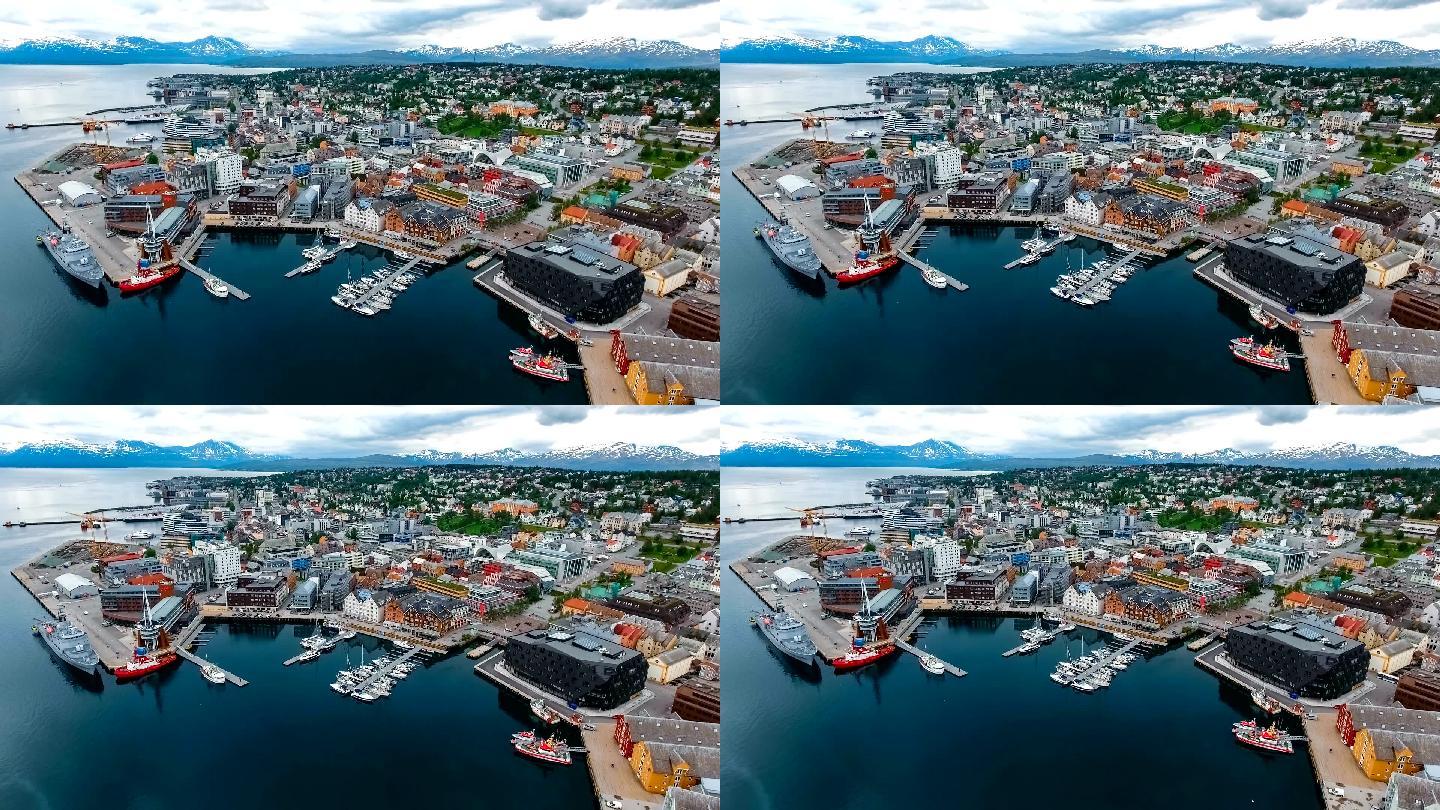 挪威北部特罗姆索的一个码头视图