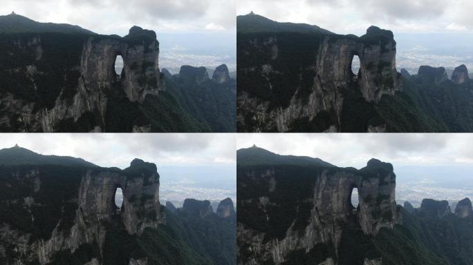 航拍湖南张家界天门山5A景区天门洞