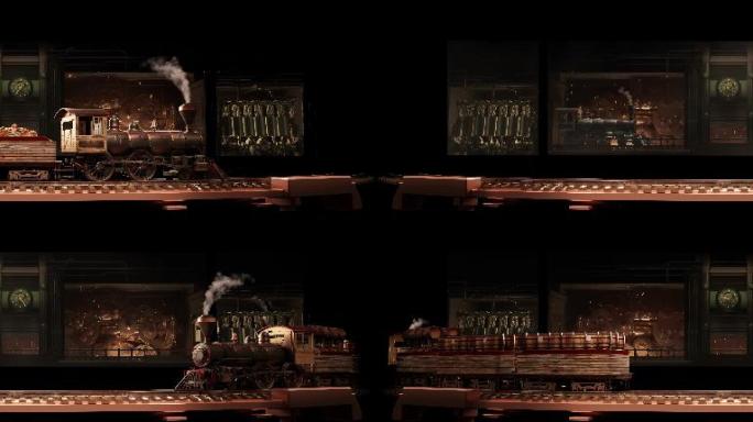 裸眼3D蒸汽朋克火车动画