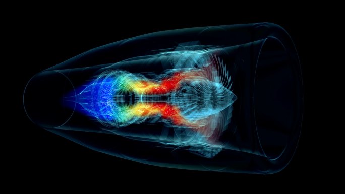 喷气发动机3D温度图