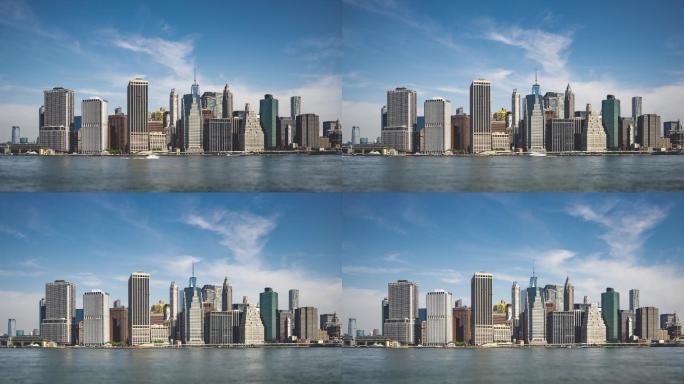 曼哈顿下城城市快速高速发展商务航拍延时大
