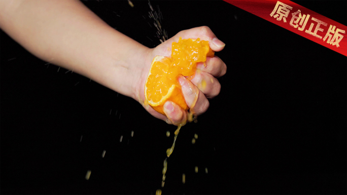 创意挤压新鲜橙子柑橘桔子多汁水合集 4K
