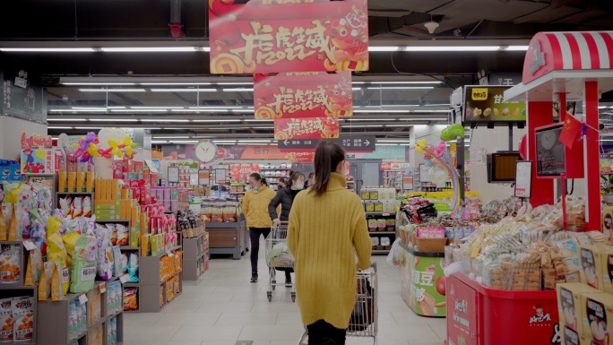 春节超市购物实拍4k素材