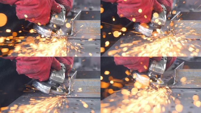 角磨机产生的火花焊接电焊生产车间重工业