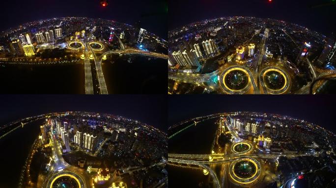 哈尔滨公路大桥航拍夜景