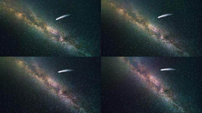 宇宙天空背景下彗星飞行
