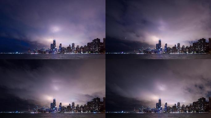 芝加哥市和密歇根湖的水面