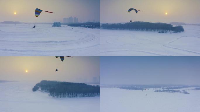 滑翔伞惊险飞越冰雪中的哈尔滨冰雪世界3