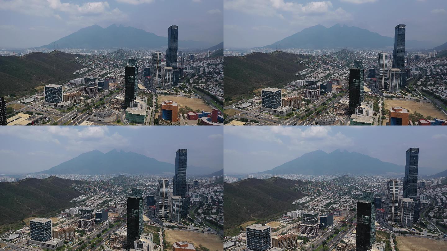 墨西哥城市景观繁华建筑群大气全景空镜