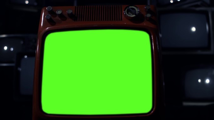 老式电视电视机雪花电视机扣绿黑白电视机