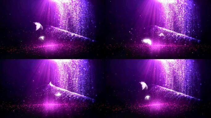 梦幻紫色瀑布2只蝴蝶 婚礼背景