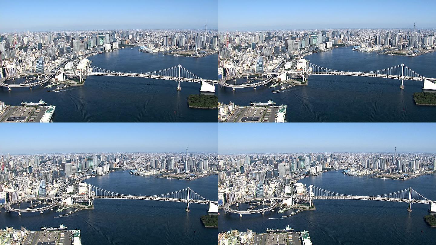 东京首都地标桥梁大桥航拍风光