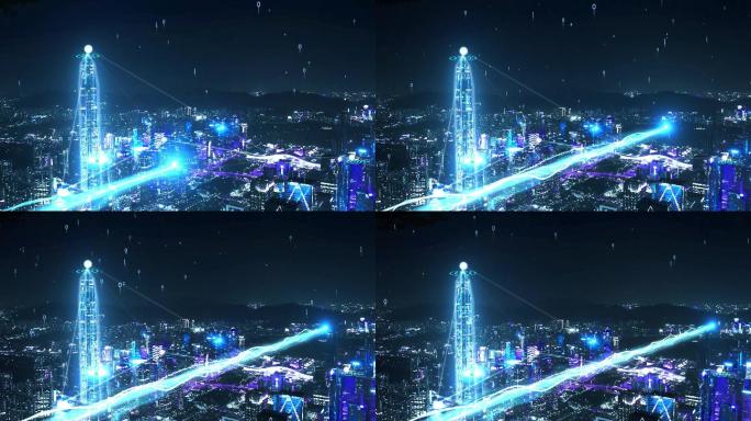 赛博朋克互联网5G科技城市深圳福田 4K