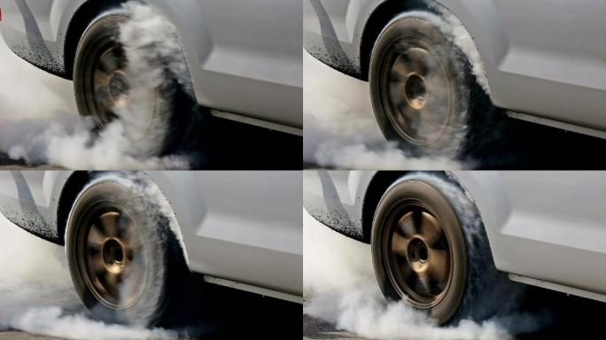 烟雾缭绕的车轮