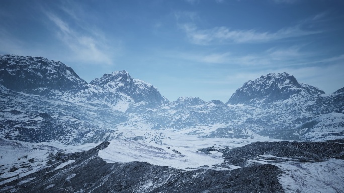 4K 冬天空旷唯美雪山-03