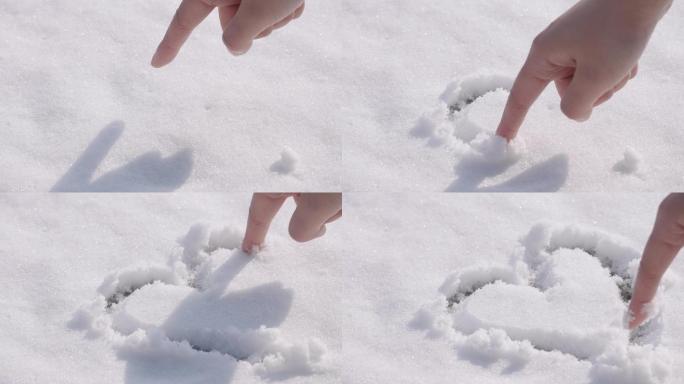 4K雪上手绘心形图案