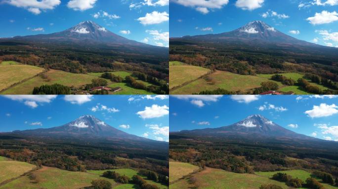 富士山日本地标休眠火山蓝天白云