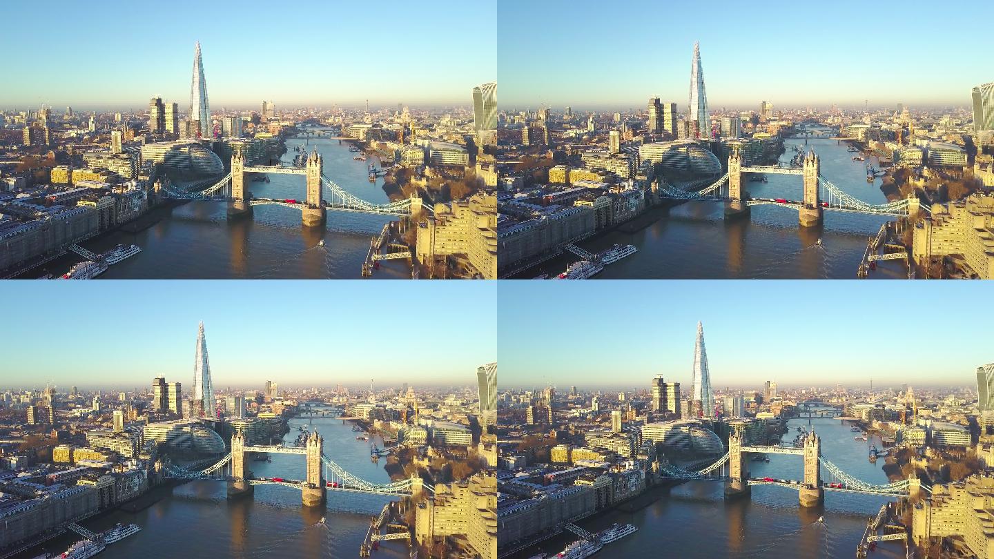 伦敦和泰晤士河空中城市景观视频