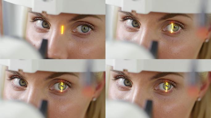 用裂隙灯检查视力眼科医生诊所晶状体眼