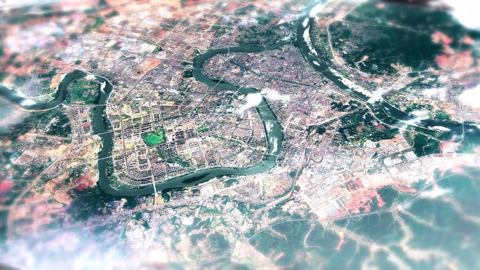 4K赣州市主城区地图视频动画素材